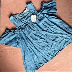 Lauren Conrad Ruffled Cold Shoulder Chambray Shirt